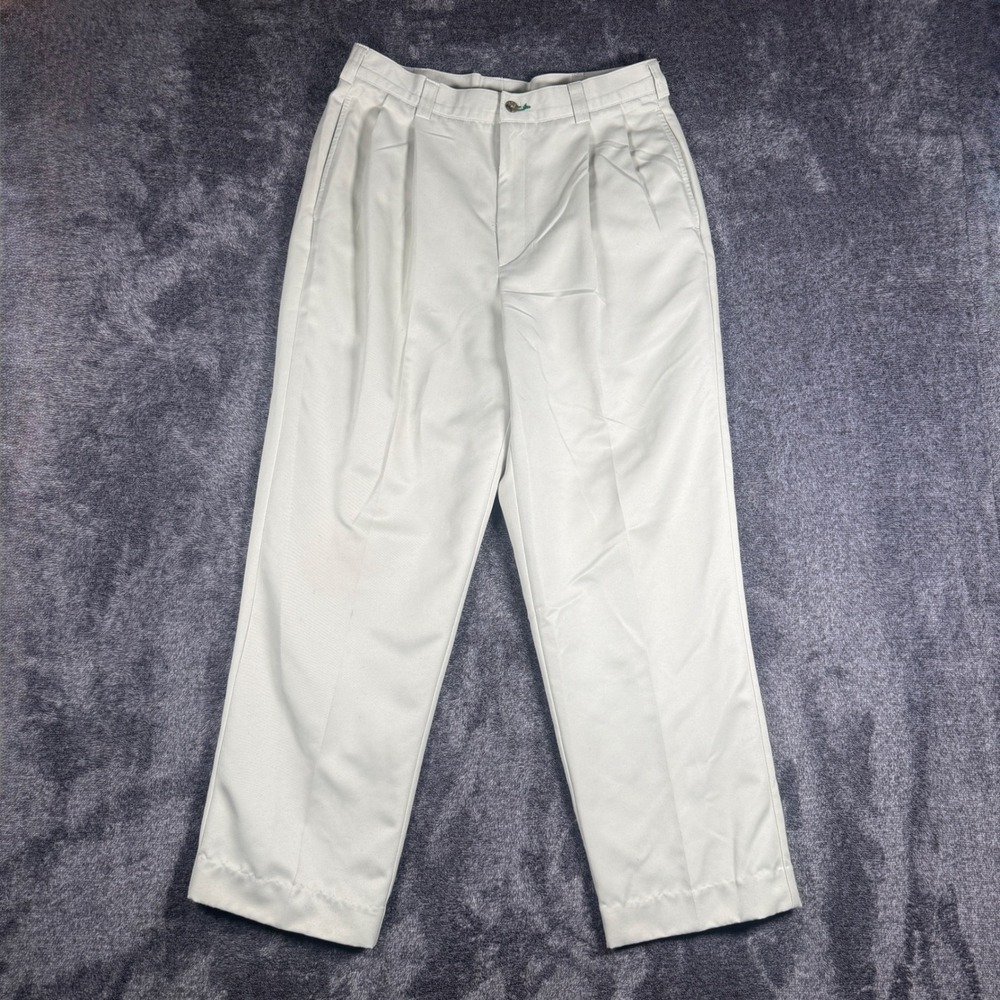 Tommy Hilfiger Mens Pleated Chino Pants Stone Beige 32x32 (Actual 30x28)